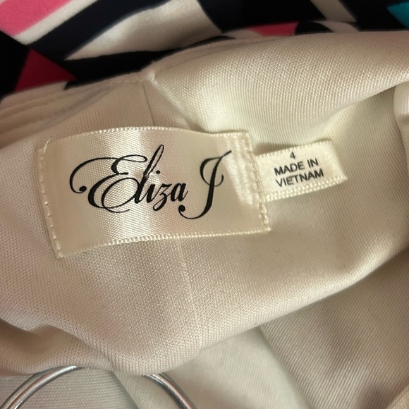 ELIZA J Geometric Print Shift Dress, Navy Multi, Size 4 NWOT - Picture 7 of 10